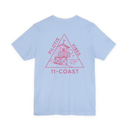 Men's Stilt Hut T-Shirt Pink Badge 