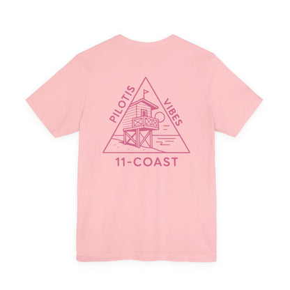 Men's Stilt Hut T-Shirt Pink Badge 