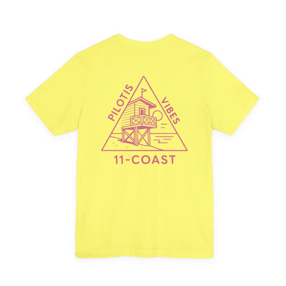 Men's Stilt Hut T-Shirt Pink Badge 