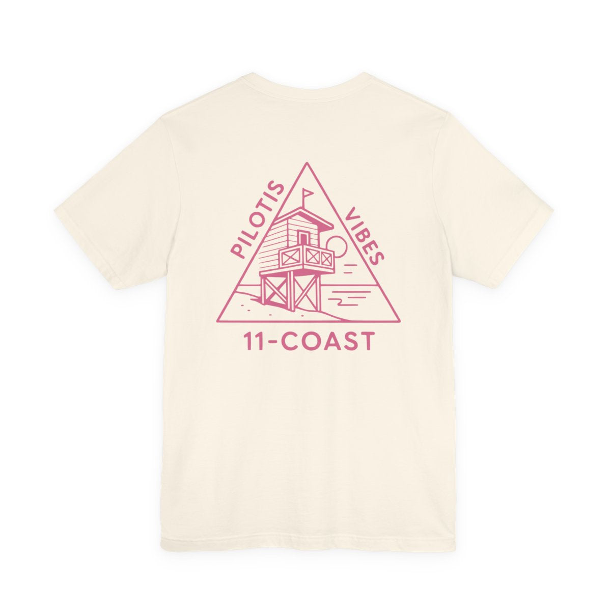 Men's Stilt Hut T-Shirt Pink Badge #en:color_natural,fr:couleur_naturel