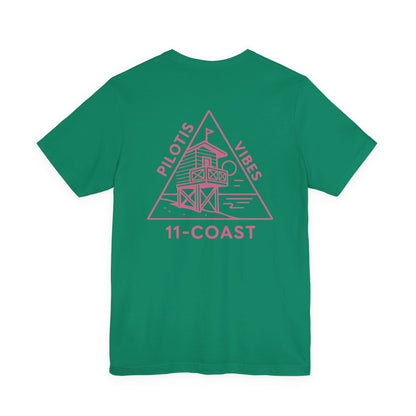 Men's Stilt Hut T-Shirt Pink Badge 