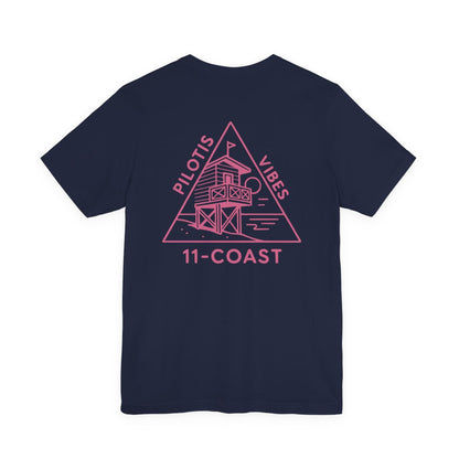 Men's Stilt Hut T-Shirt Pink Badge 