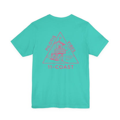 Men's Stilt Hut T-Shirt Pink Badge 