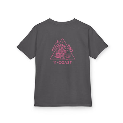 Kids Geometric Beach Huts Tee Pink 