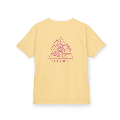 Kids Geometric Beach Huts Tee Pink 