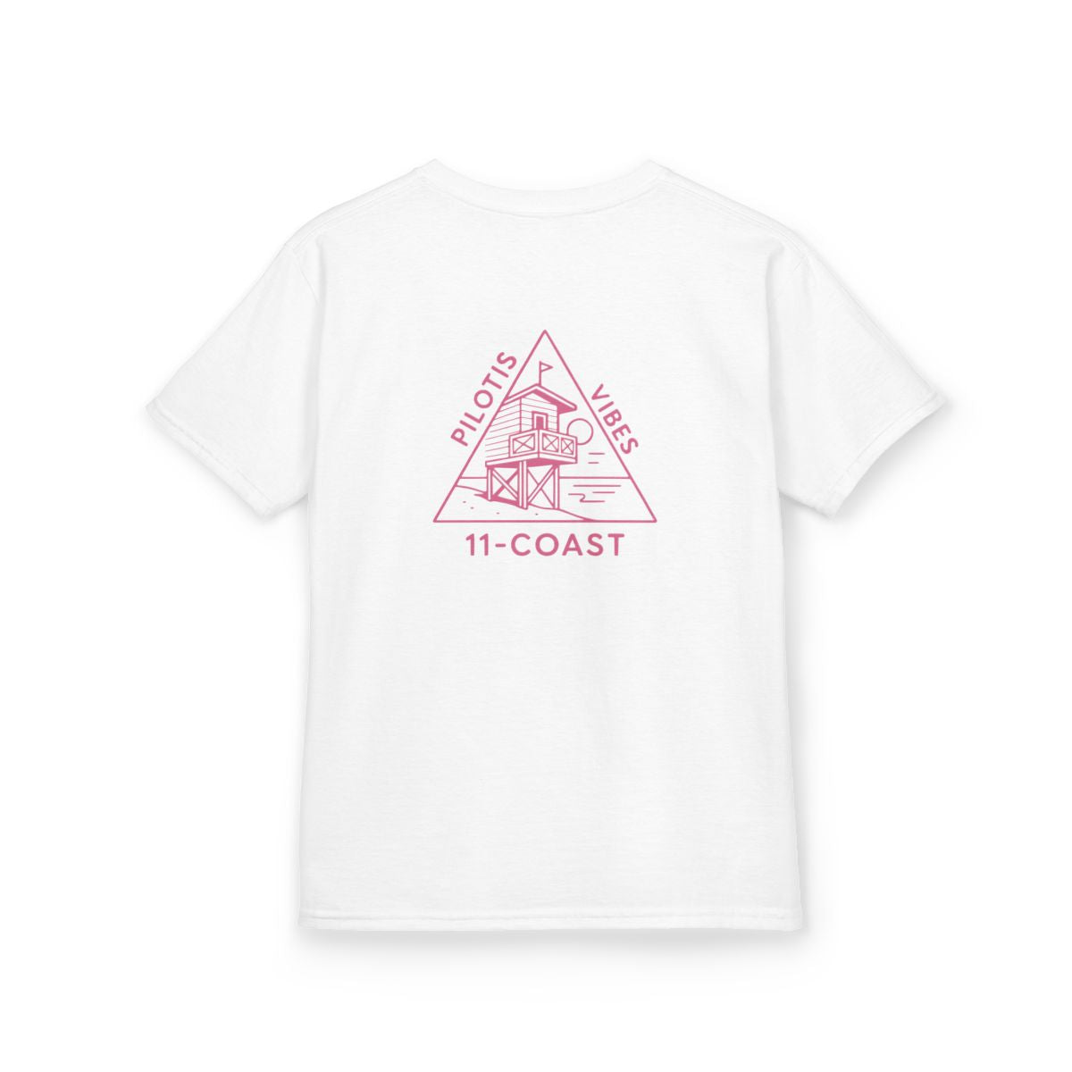 Kids Geometric Beach Huts Tee Pink 