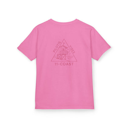 Kids Geometric Beach Huts Tee Pink 