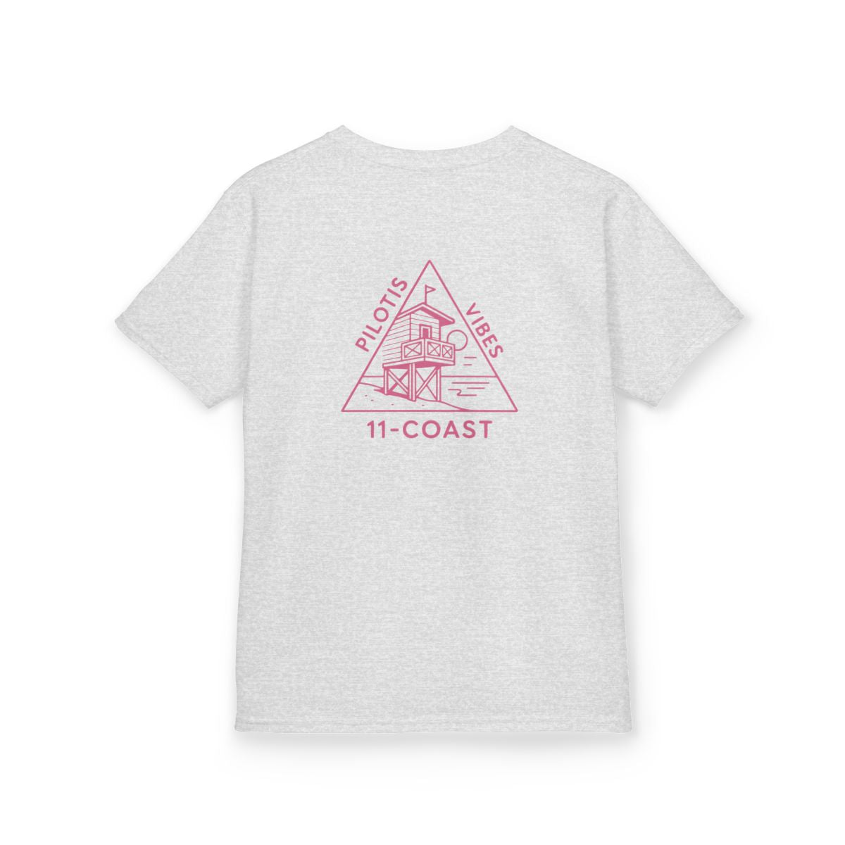 Kids Geometric Beach Huts Tee Pink #en:color_ash,fr:couleur_cendre