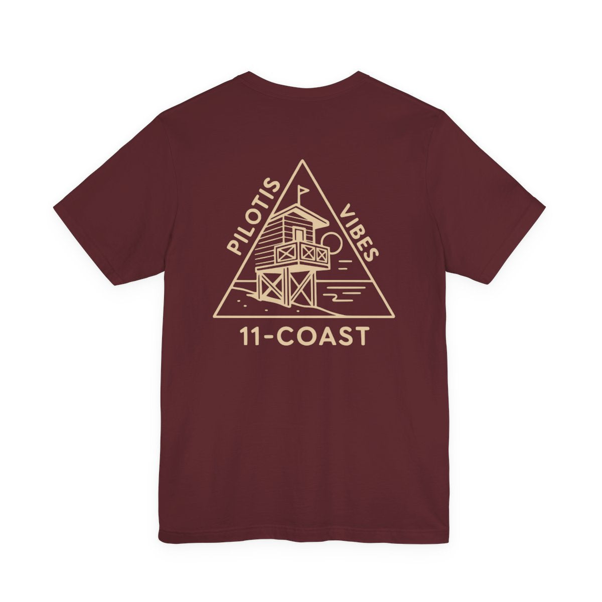 Men's Pilotis Vibes Beach Hut T-Shirt #en:color_maroon,fr:couleur_bordeaux