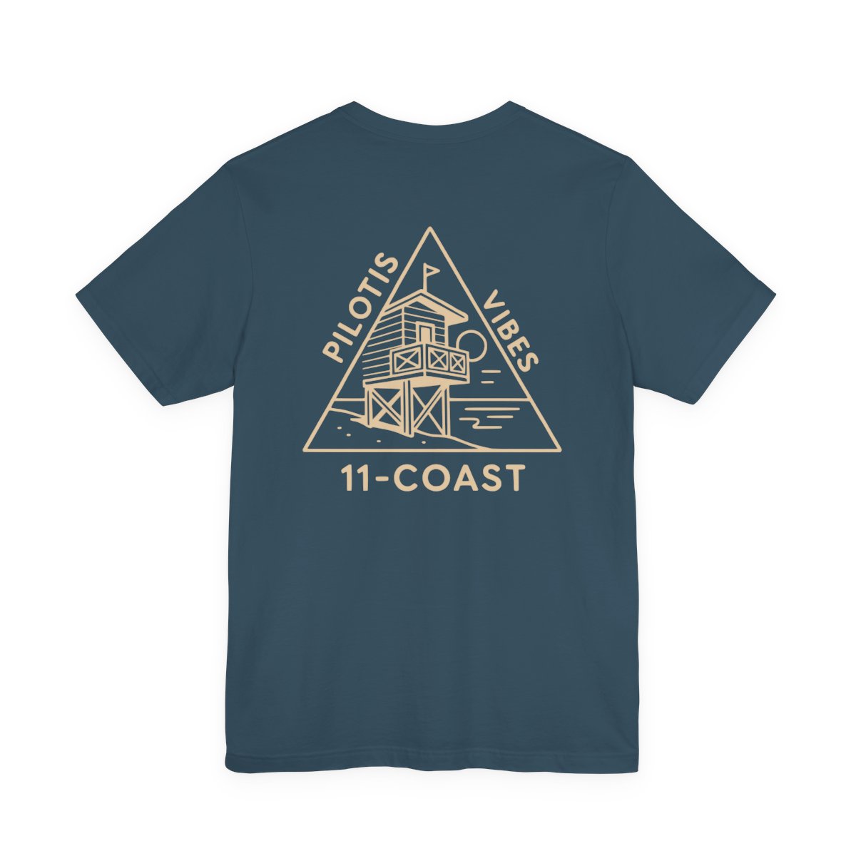 Men's Pilotis Vibes Beach Hut T-Shirt #en:color_deep-teal,fr:couleur_turquoise-fonce