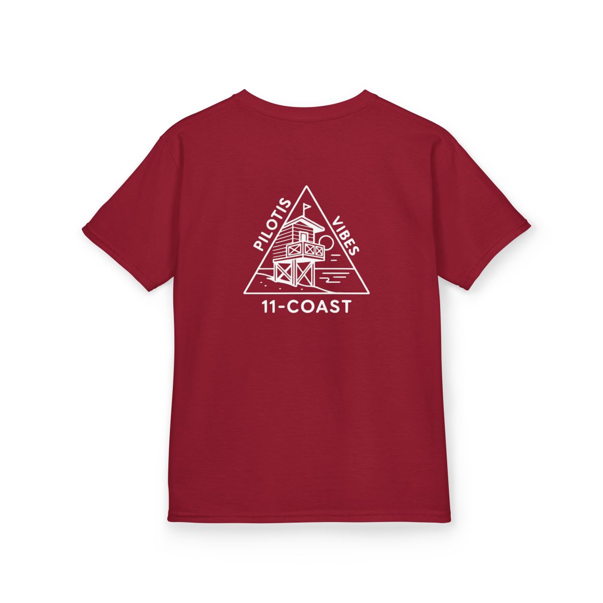 Kids Geometric Beach Huts Tee White #en:color_cardinal-red,fr:couleur_rouge-cardinal