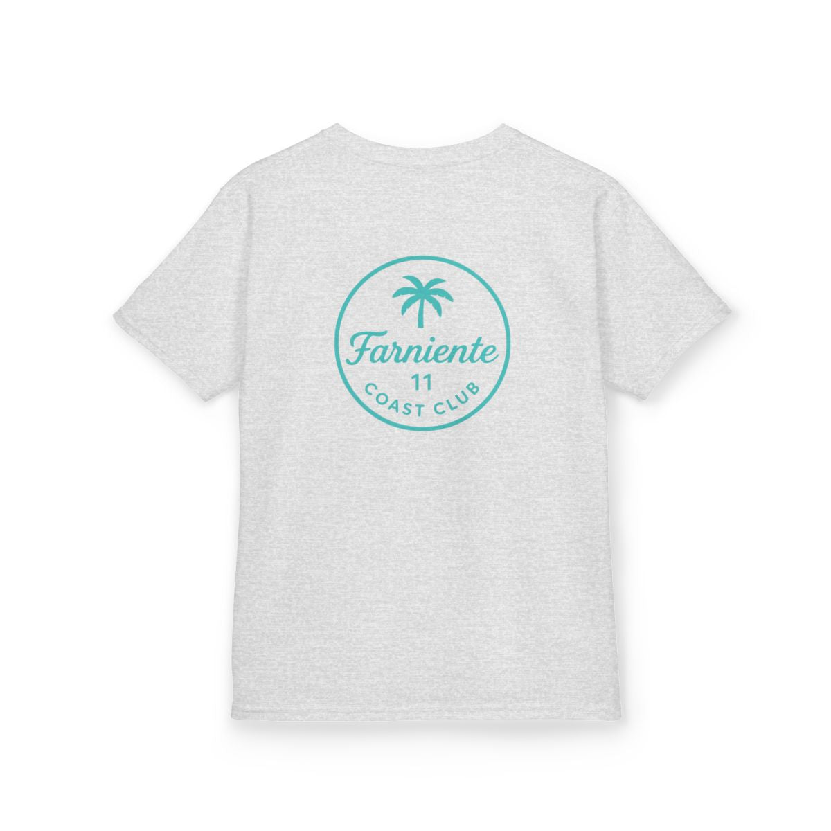 Kids Palm Tree Badge Tee Mint Aqua #en:color_ash,fr:couleur_cendre