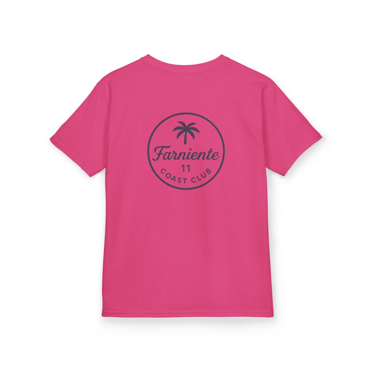 Kids Palm Tree Badge Tee Navy #en:color_heliconia,fr:couleur_fuchsia-heliconia