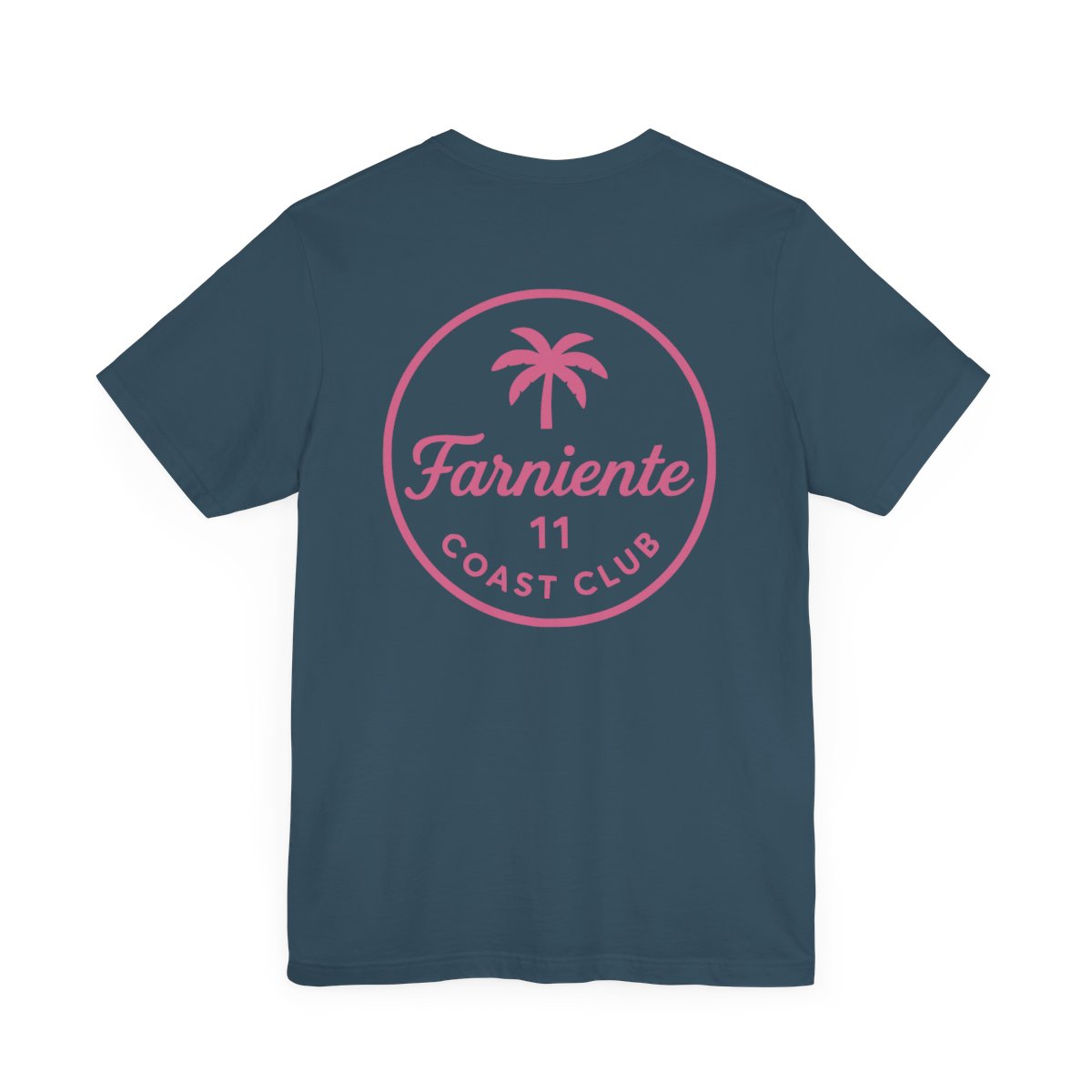 Men's Pop Pink Farniente Badge T-Shirt #en:color_deep-teal,fr:couleur_turquoise-fonce