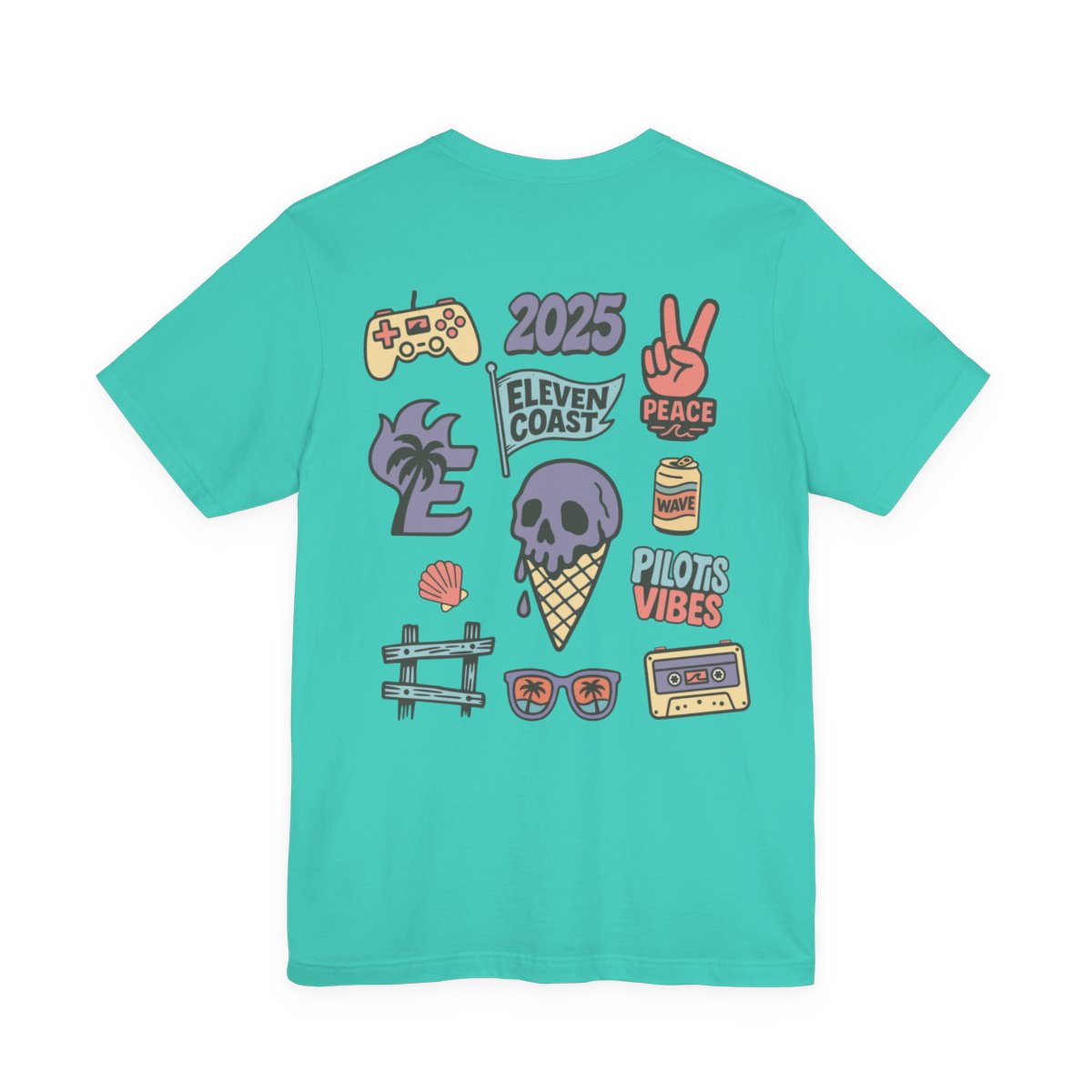 Men's Melting Skull Ice Cream T-Shirt #en:color_teal,fr:couleur_turquoise