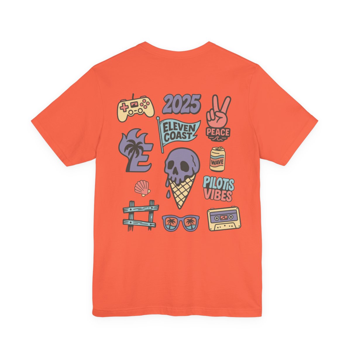Men's Melting Skull Ice Cream T-Shirt #en:color_coral,fr:couleur_corail