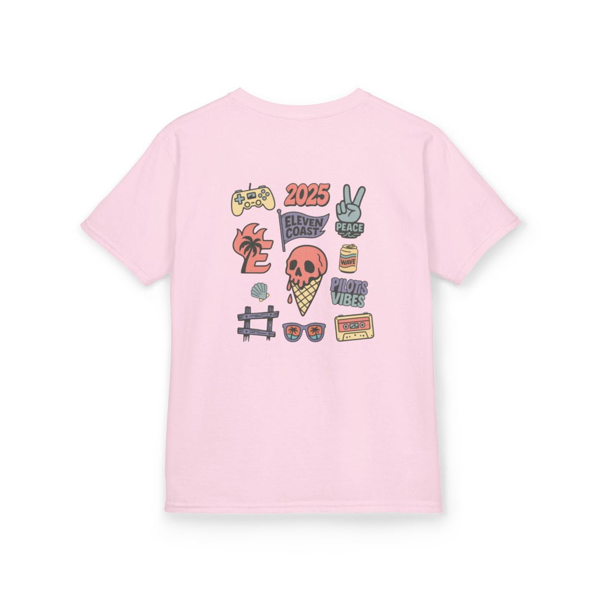 Kids Coral Skull Ice Cream Tee #en:color_light-pink,fr:couleur_rose-clair