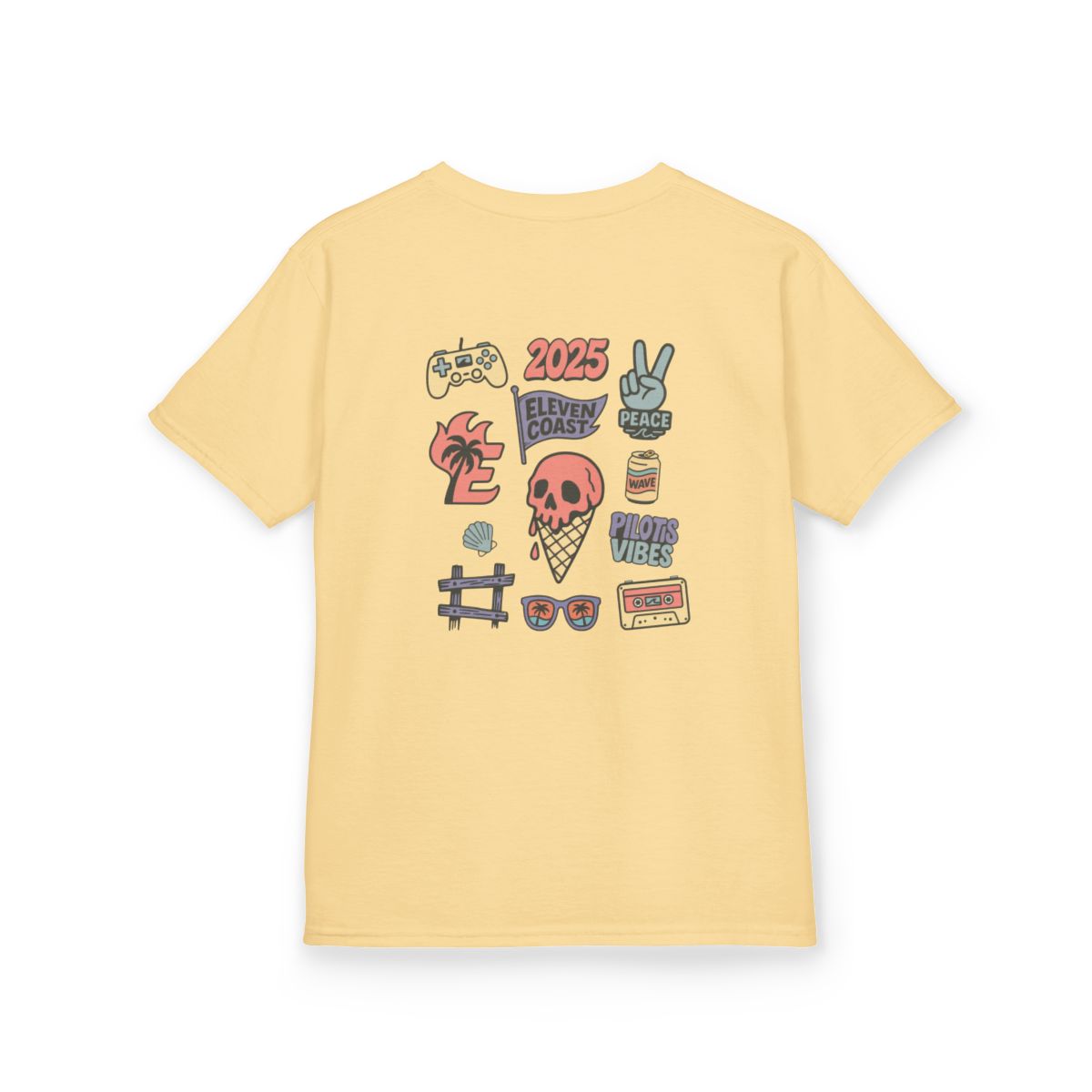Kids Coral Skull Ice Cream Tee #en:color_yellow-haze,fr:couleur_brume-jaune