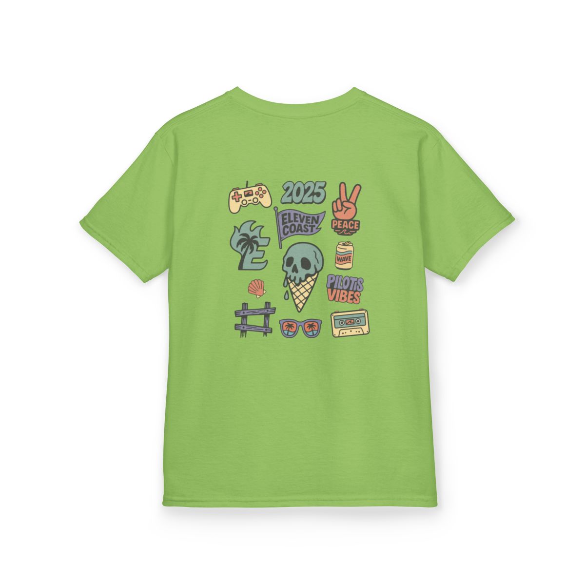 Kids Bold Skull Ice Cream Tee #en:color_lime,fr:couleur_citron-vert