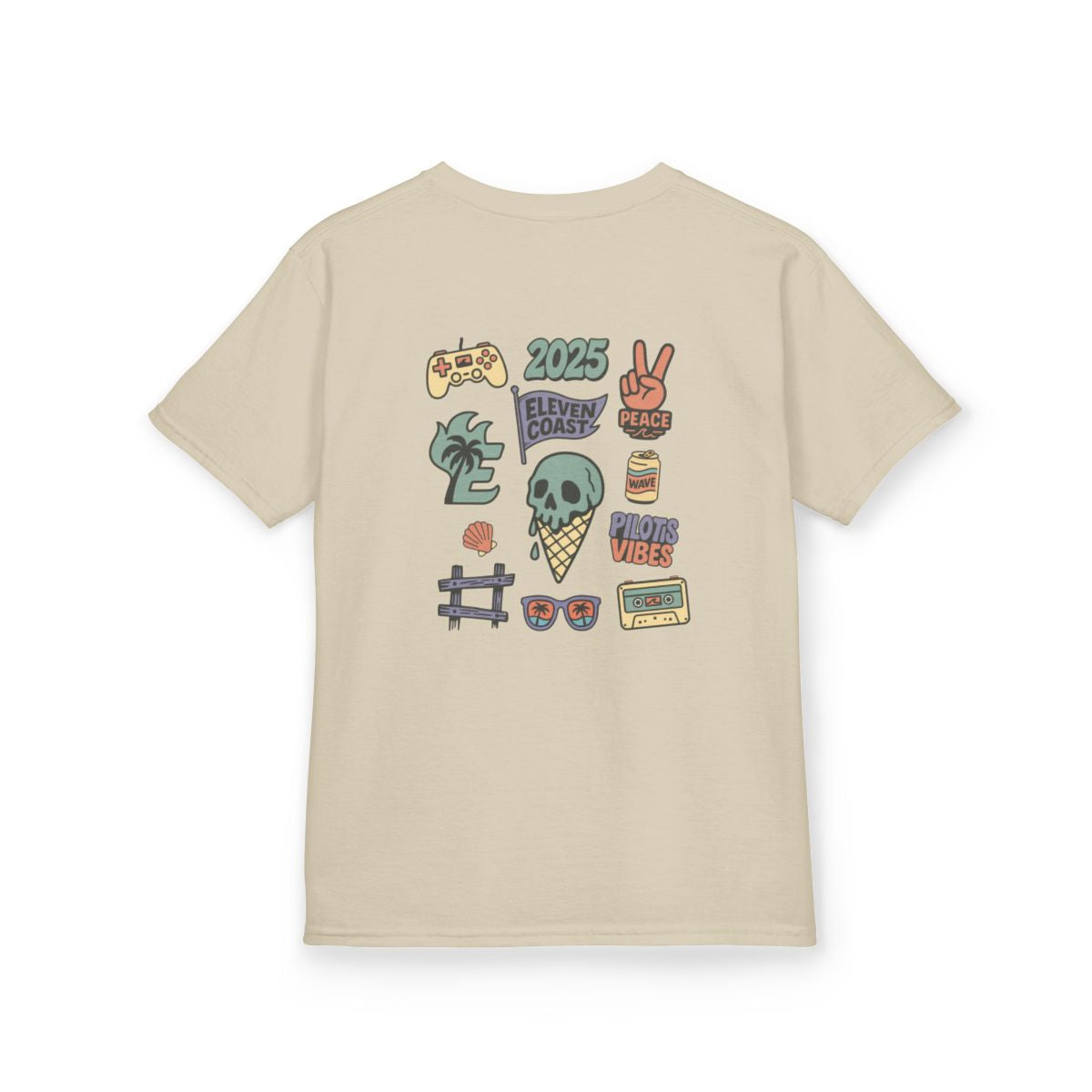 Kids Bold Skull Ice Cream Tee #en:color_sand,fr:couleur_sable