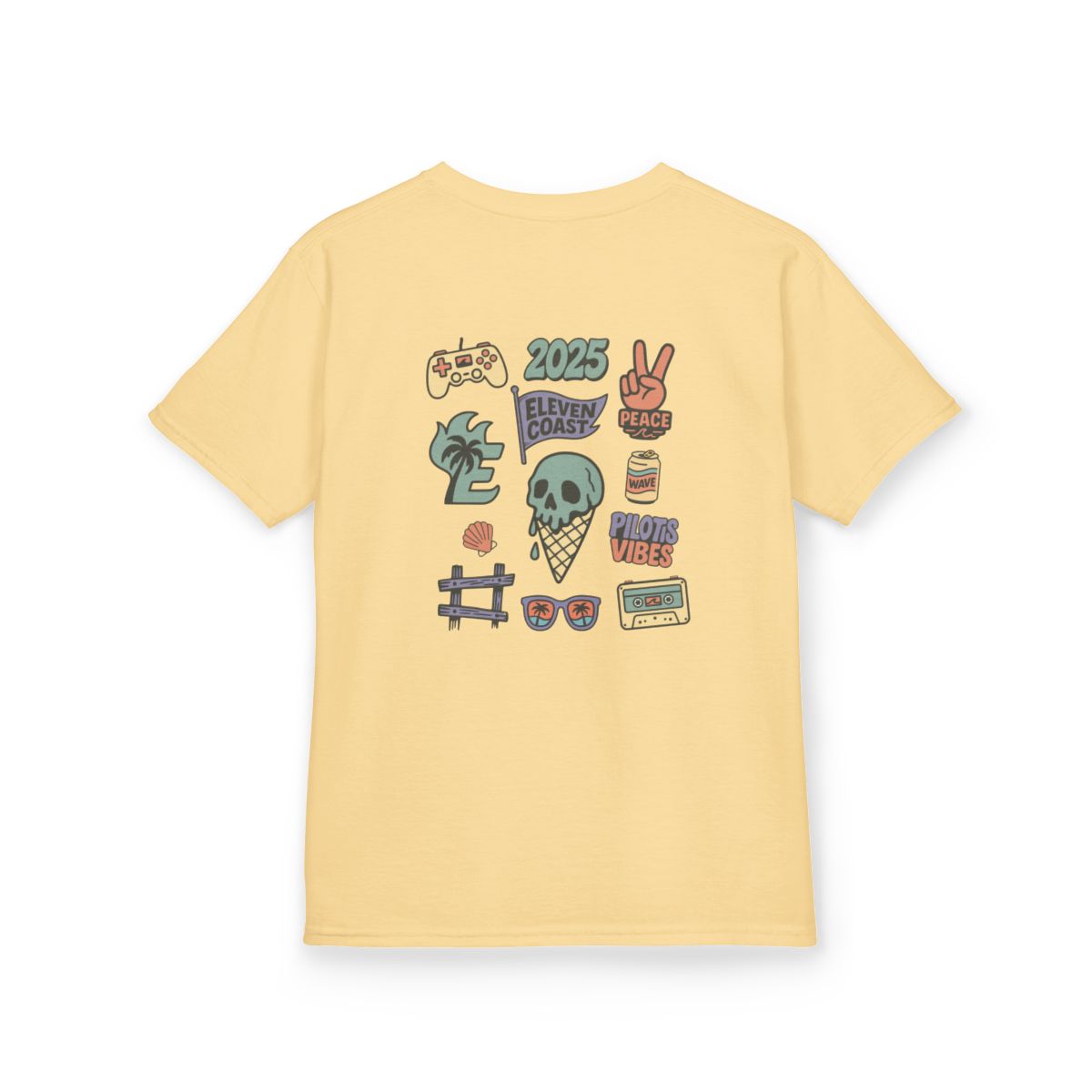 Kids Bold Skull Ice Cream Tee #en:color_yellow-haze,fr:couleur_brume-jaune